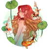 Female nymph and koi carp