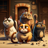 Cute cats in cartoon design, for cat lovers