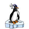 Süsser Pinguin hört Musik