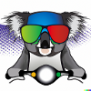 Rollerfahrender Koala mit Bunter Sonnenbrille
