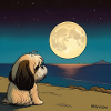 Chien regardant la lune