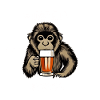 Monkey drinking beer