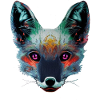 Neon Fox Head Art