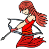 Beautiful archer girl in red