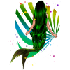 Mermaid Rainbow green Shell Sea