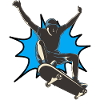Skateboard blue explosion