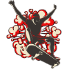 Skateboard retro red explosion