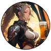 Cyborg Girl mit Bier
