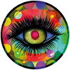 Øje med farverige neonlys - Digital AI-kunst