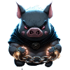 chained pig