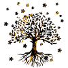Tree of Life,Tree of Life,Flowers,Gold,Black