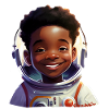 Young female astronaut with rays