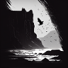 rough sea with cliffs