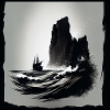 rough sea with cliffs