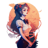 Anime Sailor Girl - Blue Eyed 2D Character Design