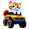 Eine Katze auf dem Monstertruck