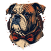 Bulldog with Red Bowtie