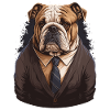 Bulldog en costume marron