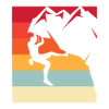 Climbing hero in retro sunset