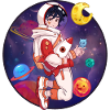 Cosmonaut boy chibi in space