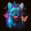 Français Bulldog aux papillons