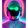 neon synthwave style robot néon