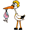 Cigogne et bébé