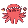 Cute Octopus Holding Japanese Takoyaki