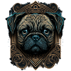 Kleiner Mops mit Ornamenten