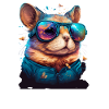 Katzenastronaut mit Neonbrille