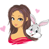 Anime fille et lapin mignon