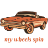 Jag får alltid min hjulsnurr retro bilälskare
