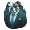 Business Expert Looking Bulldog