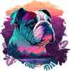 Vaporwave Bulldog Loves Sunset