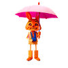 Wooden rabbit with umbrella