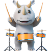 Drum-playing rhinoceros