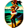 Hula Babe am Strand