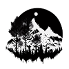Mountain Night Silhoutten
