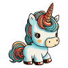 Unicorno colorato dolce carino fumetto dei cartoni animati