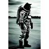 Cosmonaut cat on tarmac