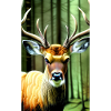 Cool Comic Portrait of a wild red deer majestic