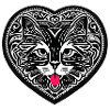 Heart tribal kitten valentine