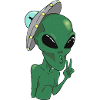 Alien making a symbol of peace