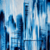 City in blue, abstract