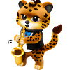Leopard with saxophone