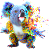 Koala in Farbexplosion