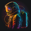 Illuminated Astronaut in Space