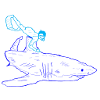 Shark with diver in blue