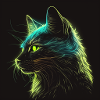 Neon cat at night