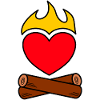 Campfire Love Heart Flames Camping